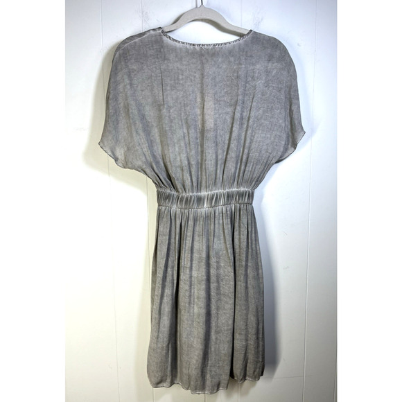 Entro Faux Gray Marble Wrap Dress Short Flutter Sleeve Size Medium New - Picture 2 of 12